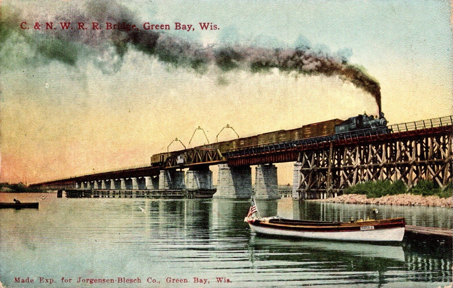 Historic postcard of bridge